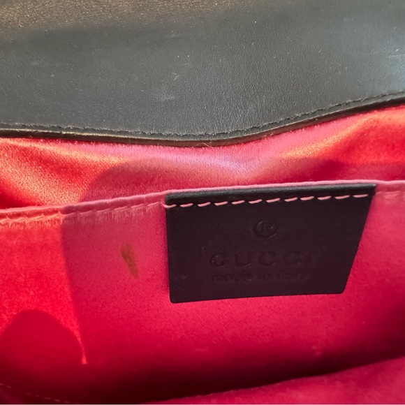 Authentic Gucci Velvet Matelasse Mini GG Marmont Shoulder Bag Black - Picture 9 of 12